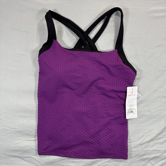 Lucy Fitness Fit Razorback Tank Top Plus Women's 2X Purple Gloxinia Honeycomb - Picture 1 of 10